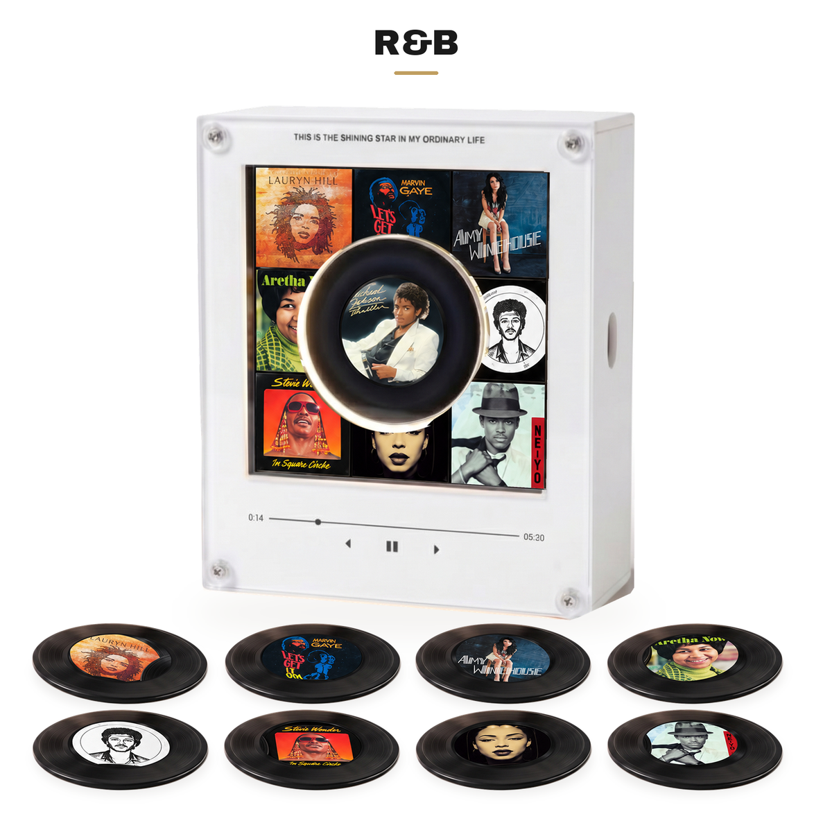 Melodisk R&B — music box and nine mini vinyl discs